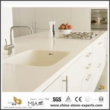 Μηχανική λευκό χαλαζία χρώματα Countertops στην πώληση για μπάνιο και κουζίνα